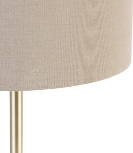 Klasszikus sárgaréz asztali lámpa ernyővel világosbarna 35 cm - Simplo