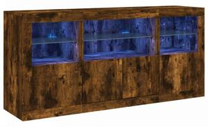 VidaXL füstös tölgyszínű tálalószekrény LED-ekkel 142,5 x 37 x 67 cm