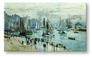 Vászonkép HALÁSZHAJÓK ELHAGYTÁK A LE HAVRE-i KIKÖTŐT - Claude Monet ()