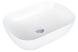EROS SMILE 3 - PULTRA ültethető - Top Counter - porcelán mosdó - MATT FEHÉR - 46,5 x 32,5 x 13 cm