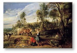 Vászonkép MILKMAIDS WITH CATTLE IN A LANDCAPE - Peter Paul Rubens ()
