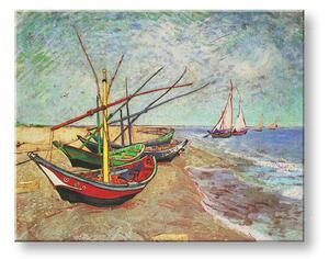 Vászonkép FISHING BOATS ON THE BEACH AT SAINTS-MARIES - Vincent van Gogh