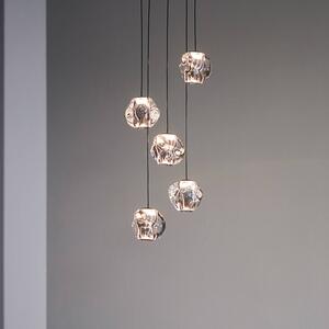 LOOM DESIGN LED-es függőlámpa Ice Ball, króm/kláris, 5 lámpás, dimmelhető, Króm / ezüst, Nappali / Étkező, Műanyag, Modern