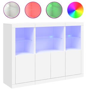 VidaXL LED-es Tálalószekrény Hármas - Fehér - 142,5cm