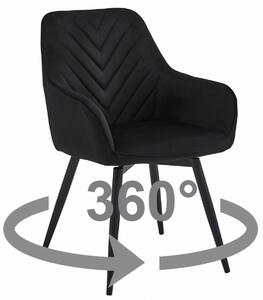 NANA360 VELVET fekete forgó étkezőszék