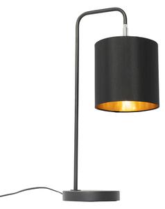 Modern asztali lámpa fekete, arany belsővel - Lofty