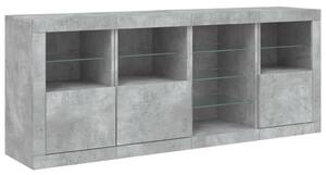 VidaXL LED-es Tálalószekrény - Betonszürke - 164cm