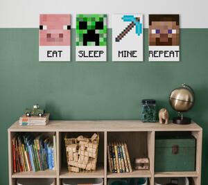 Minecraft vászonkép - a legjobb karakterek vásznon - Eat, Sleep, Mine, Repeat ()