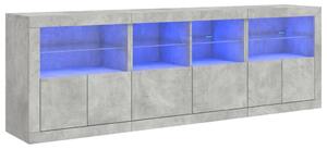 VidaXL Tálalószekrény - Beton Szürke - LED - 202cm