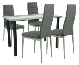 Mezza 4+1 étkező garnitúra, 4 szék + asztal, szürke-szürke