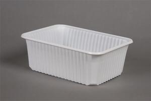 Ételtároló doboz, műanyag, szögletes, mikrózható, 1000 ml, 50 db, Varia, fehér (KHMU258)