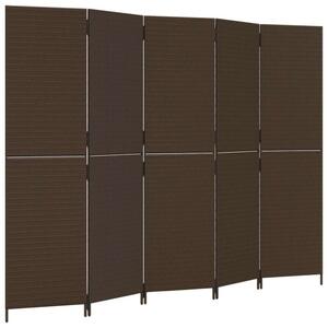 VidaXL 5-Paneles Polyrattan Térelválasztó - Barna - 245x180cm