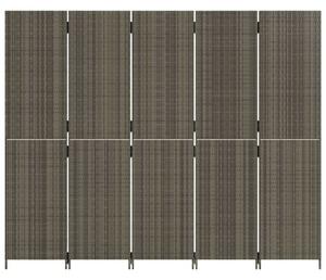 VidaXL 5-Panéles Polyrattan Térelválasztó - 245x200 cm - Szürke