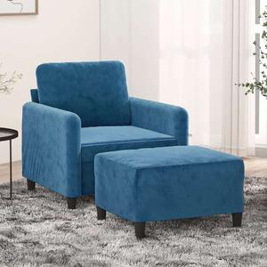 VidaXL kék bársony kanapéfotel lábtartóval 60 cm