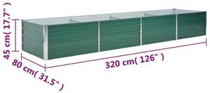 VidaXL zöld horganyzott acél kerti magaságyás 320 x 80 x 45 cm