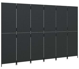 VidaXL Polyrattan Térelválasztó - Fekete - 6 Panel - 294x180cm