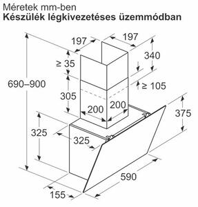 Bosch DWK65DK60 Kürtős páraelszívó, 550 m3/óra, 3 fokozat, TouchControl, A energiaosztály