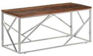 Modern Dohányzóasztal - Tömör Fa és Acél - 110x45x45 cm