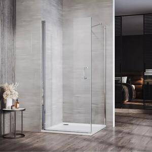 Mateo aszimmetrikus szögletes nyílóajtós zuhanykabin 6 mm vastag vízlepergető biztonsági üveggel, krómozott elemekkel, 195 cm magas