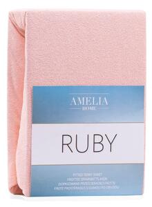 Világos rózsaszín gumis frottír lepedő 200x200 cm Ruby – AmeliaHome
