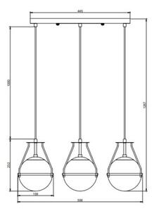 Lámpa Mennyezeti lámpatest DROP 3 , 7134, AC220-240V, 50/60Hz, 3*E14, max.25W, átmérő 68 cm, fekete