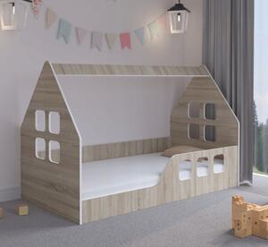 Montessori Házikó gyerekágy sonoma tölgyfa 160 x 80 cm - jobbos