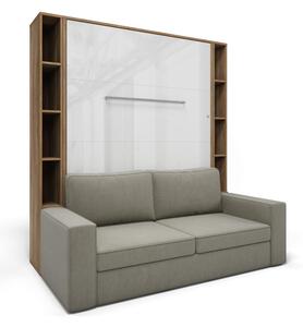 Függőleges szekrényágy kanapéval és polcokkal, 140 cm, Invent