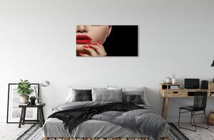 Canvas képek Nő vörös ajkak és körmök 100x50 cm
