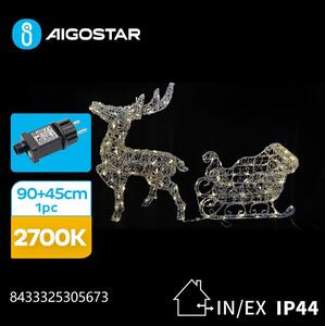 Aigostar B.V. Aigostar-LED Kültéri dekoráció LED/3,6W/31/230V 2700K 90/45cm IP44 rénszarvas szánnal AI0557