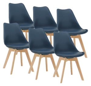 Étkezőszék Dubrovnik Kék szett 6 darabos székborítás: 100% PU műbőr széklábak: bükkfa konyhaszék 81 x 49 x 57 cm