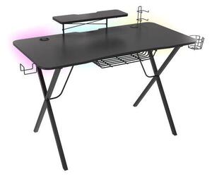 Genesis Holm 300 Gamer asztal RGB világítással, fekete