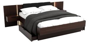 DOTA francia ágy + ágyrács és éjjeli szekrények, 160x200, tölgy artisan/fekete