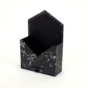 Boríték formájú papír virágtartó fiókkal fekete márvány