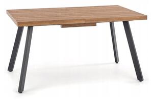 Asztal Houston 1447, Dió, Fekete, 76x90x160cm, Hosszabbíthatóság, Közepes sűrűségű farostlemez, Fém