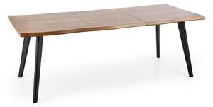 Asztal Houston 1451, Tölgy, Fekete, 75x80x120cm, Hosszabbíthatóság, Közepes sűrűségű farostlemez, Fém