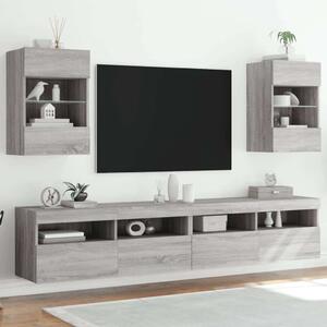 VidaXL 2 db szürke sonoma fali TV-szekrény LED-ekkel 40x30x60,5 cm