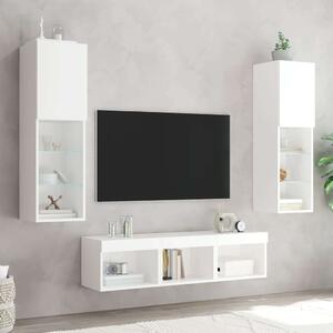 VidaXL 5 darab fehér szerelt fa fali TV-bútor LED-del