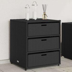 VidaXL fekete polyrattan kerti tárolószekrény 55 x 59 x 69 cm