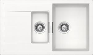 Schock Mono D-150 konyhai mosogatótálca Cristadur Polaris 860 x 510 mm, gránit, megfordítható, hagyományos beépítés, hófehér