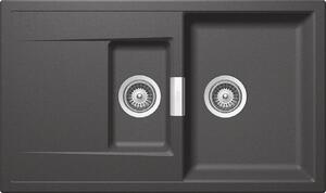 Schock Mono D-150 konyhai mosogatótálca Cristadur Stone 860 x 510 mm, gránit, megfordítható, hagyományos beépítés, palaszürke