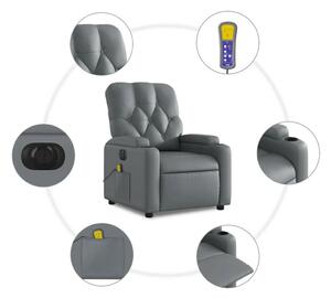 VidaXL szürke műbőr elektromos dönthető masszázsfotel