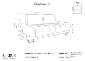 Cirrus királykék háromszemélyes kinyitható kanapé, bársony kárpittal - Windsor & Co Sofas