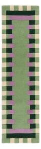 Zöld-lila kézi szövésű gyapjú futószőnyeg 60x230 cm Kai Wool Border – Flair Rugs