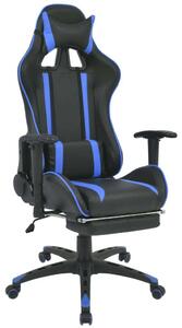 VidaXL kék dönthető versenyülés kialakítású irodai szék lábtartóval