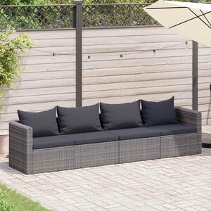 4-részes szürke polyrattan kerti ülőgarnitúra párnákkal