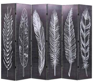 Fekete-fehér toll mintás paraván 228 x 170 cm