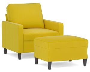 VidaXL sárga bársony kanapéfotel lábtartóval 60 cm
