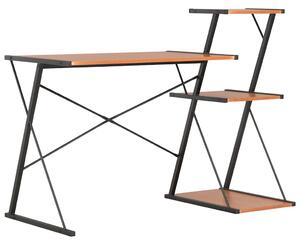 Fekete és barna íróasztal polccal 116 x 50 x 93 cm