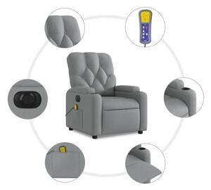 VidaXL világosszürke szövet dönthető elektromos masszázsfotel