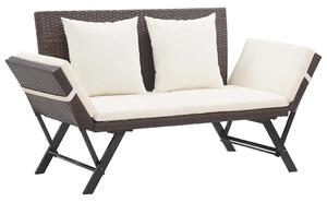 Barna polyrattan kerti pad párnákkal 176 cm